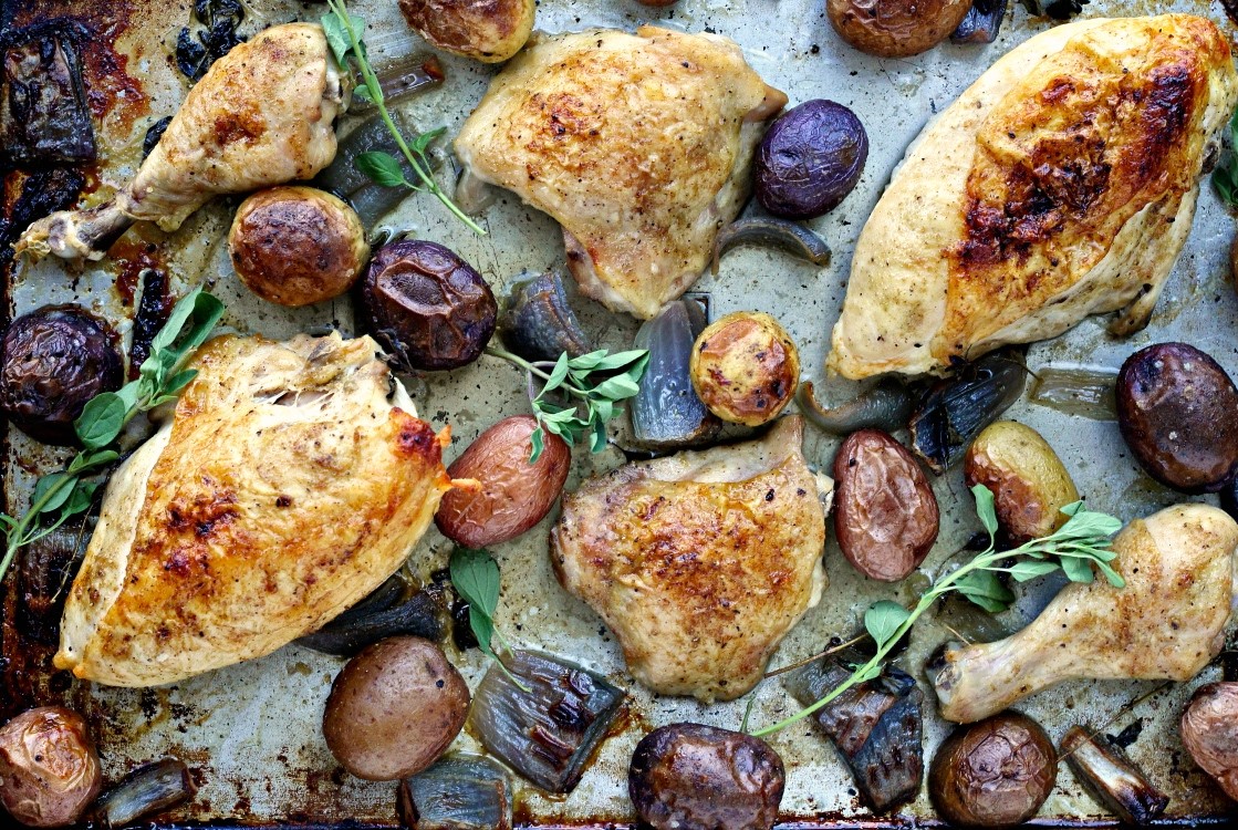Sheet Pan Roast Chicken with Chimichurri Sauce | FeedtheFork